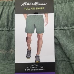 Eddie Bauer Men's Duck Green Pull On Hybrid Shorts Sz. XXL NWT‎